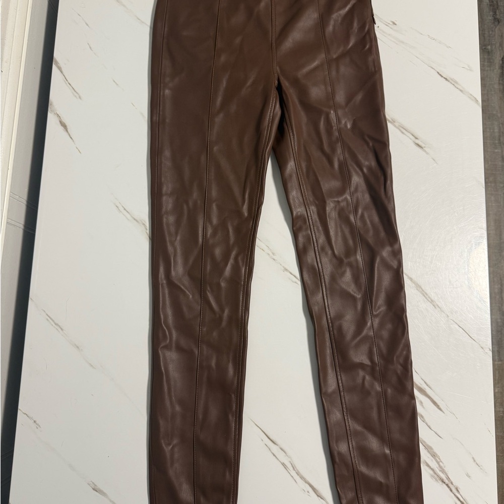 Free People We The Free Spitfire Skinny Faux Leather Pants Women 24 Polyurethane